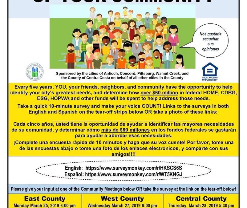 Help create the future of your community! West County Consolidated Plan Meeting & Survey