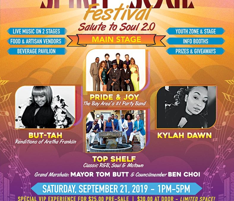 Celebrate Downtown Grand Finale and “Salute to Soul 2.0” with Bay Area’s Best Bands set for September 21 at 11th annual Spirit & Soul Festival